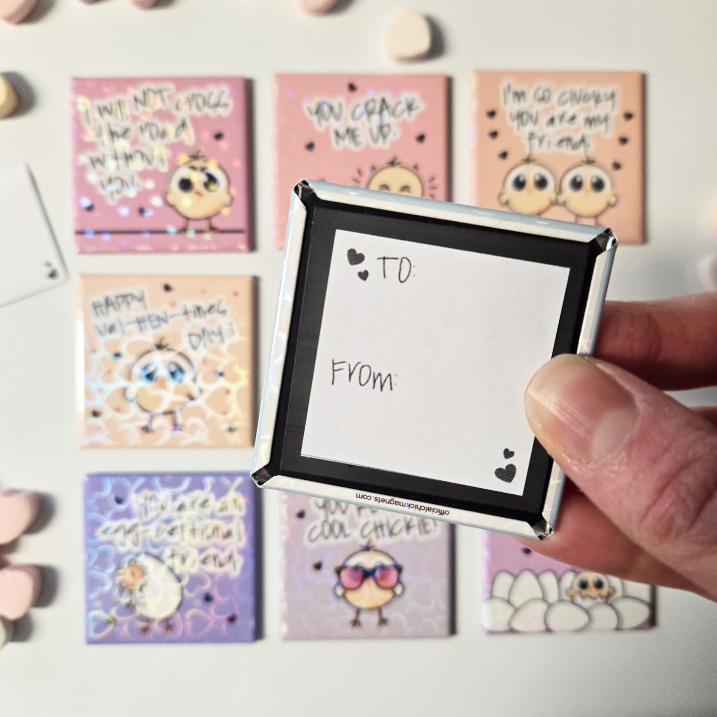 Holographic Val-hen-tine Magnet Set