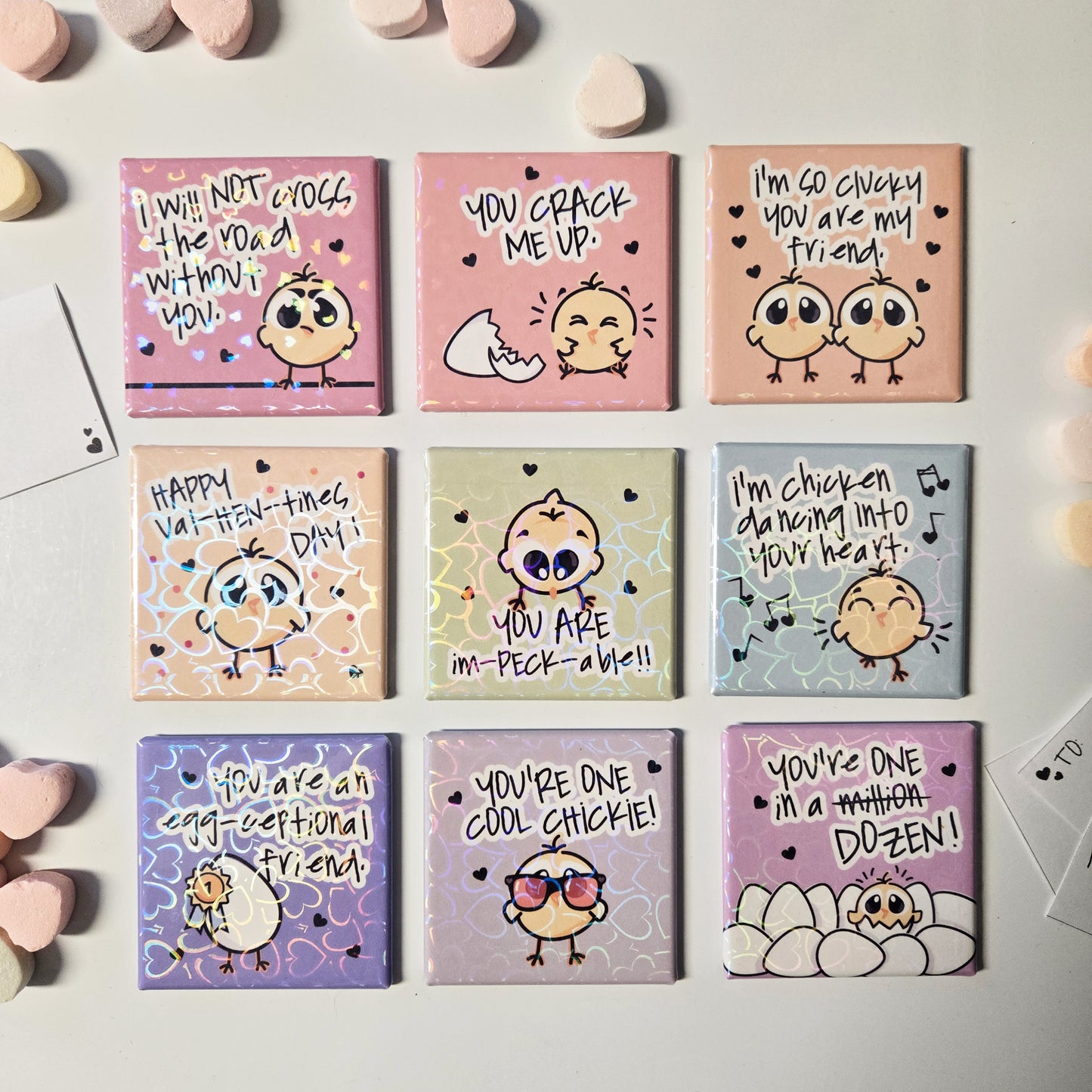 Holographic Val-hen-tine Magnet Set