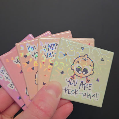 Holographic Val-hen-tine Magnet Set