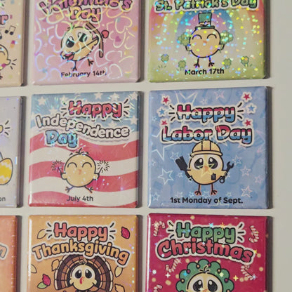 Holographic Holiday Magnet Set